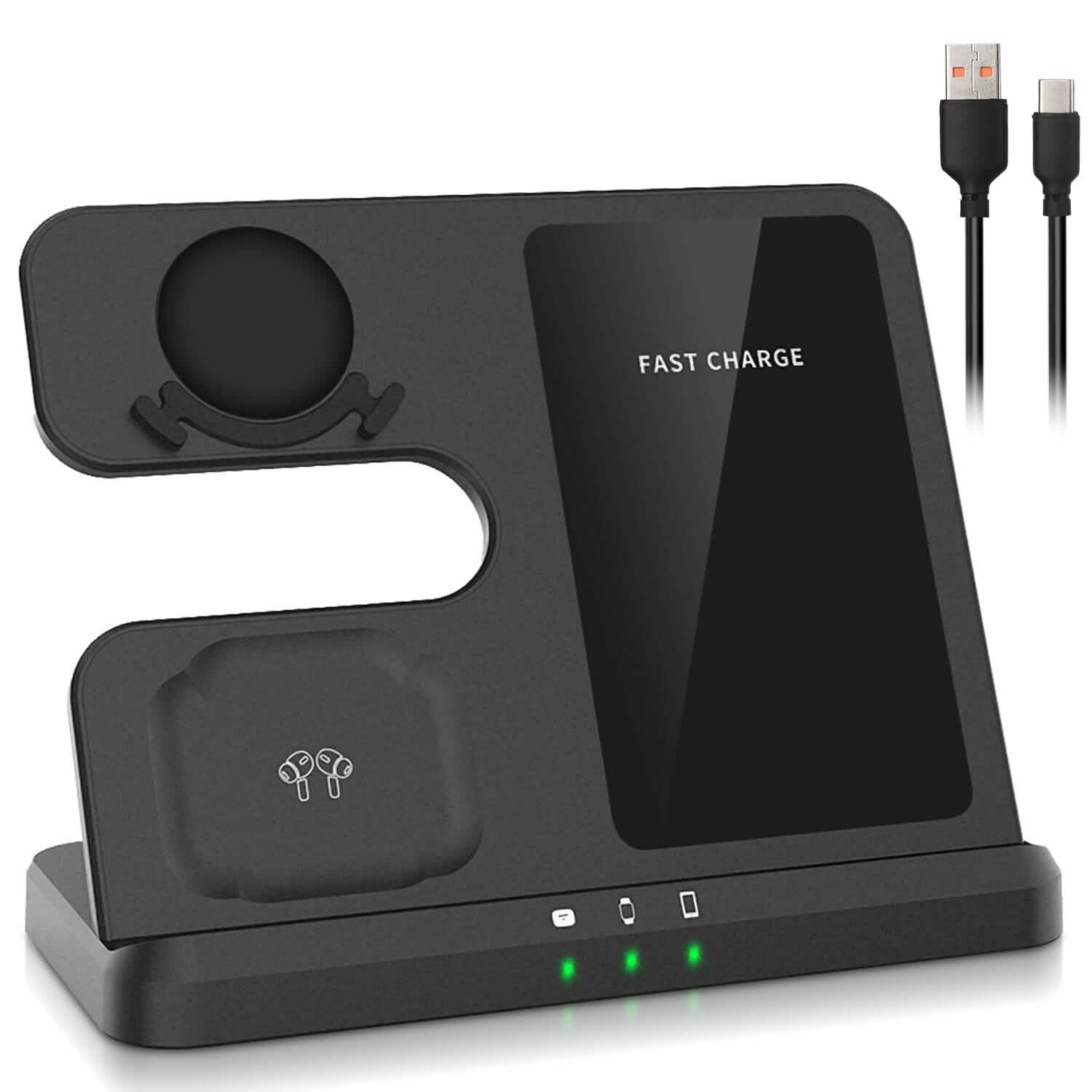 3-in-1 Fast Wireless Charger for Qi-enable Phones, Earphones and Watches DailySale