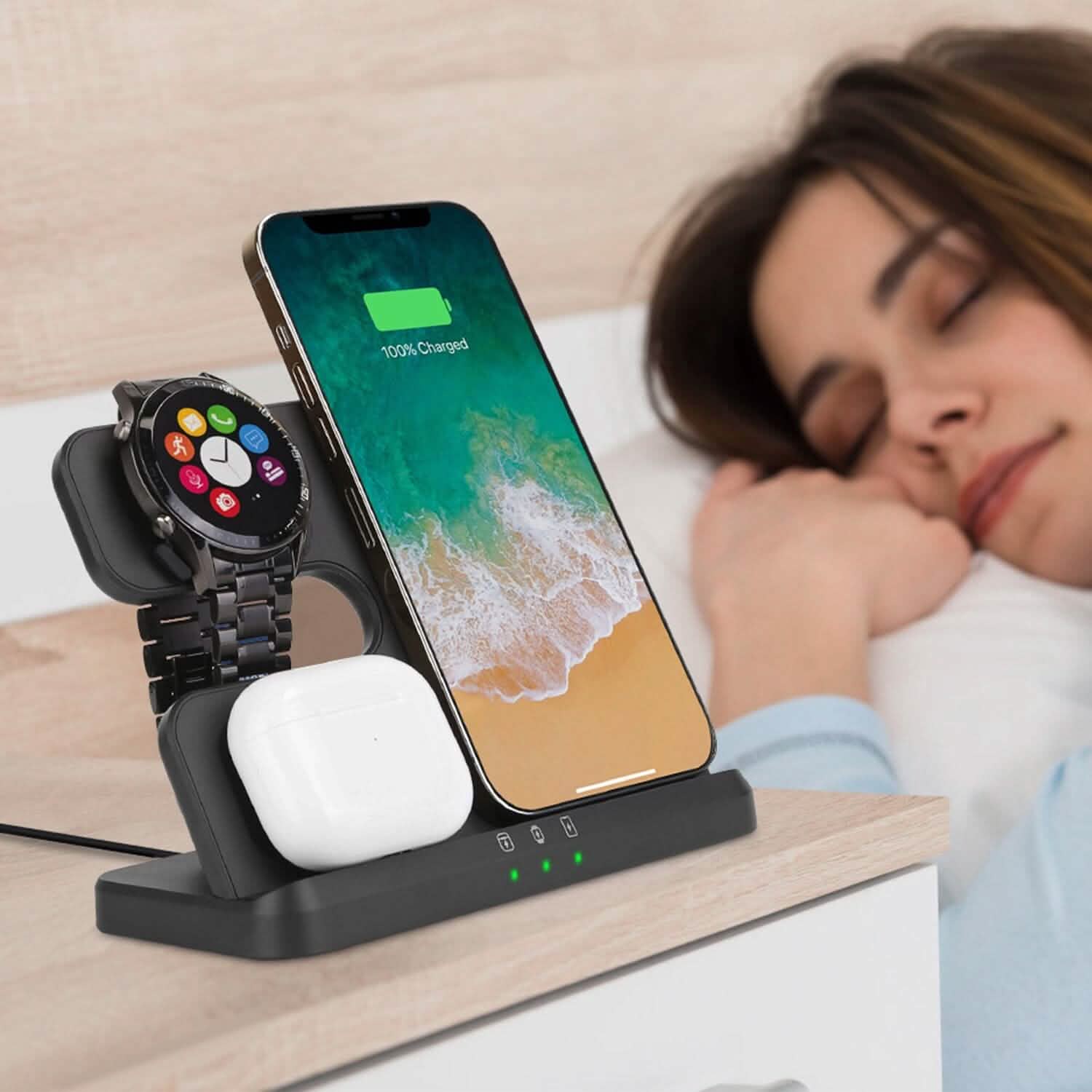 3-in-1 Fast Wireless Charger for Qi-enable Phones, Earphones and Watches DailySale