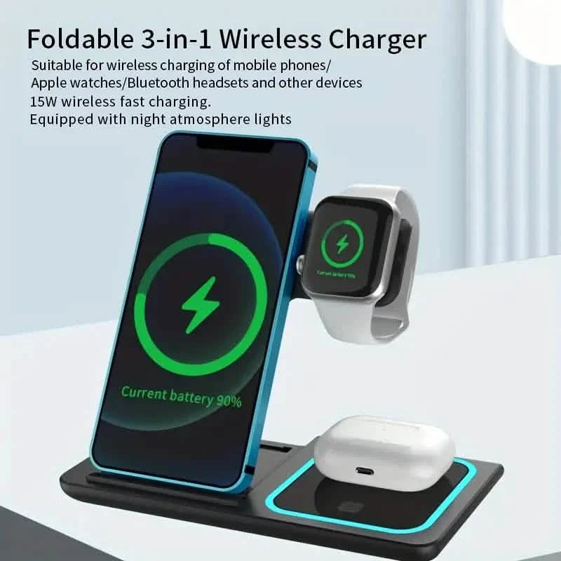 3-in-1 Folding Fast Wireless Charger Station DailySale
