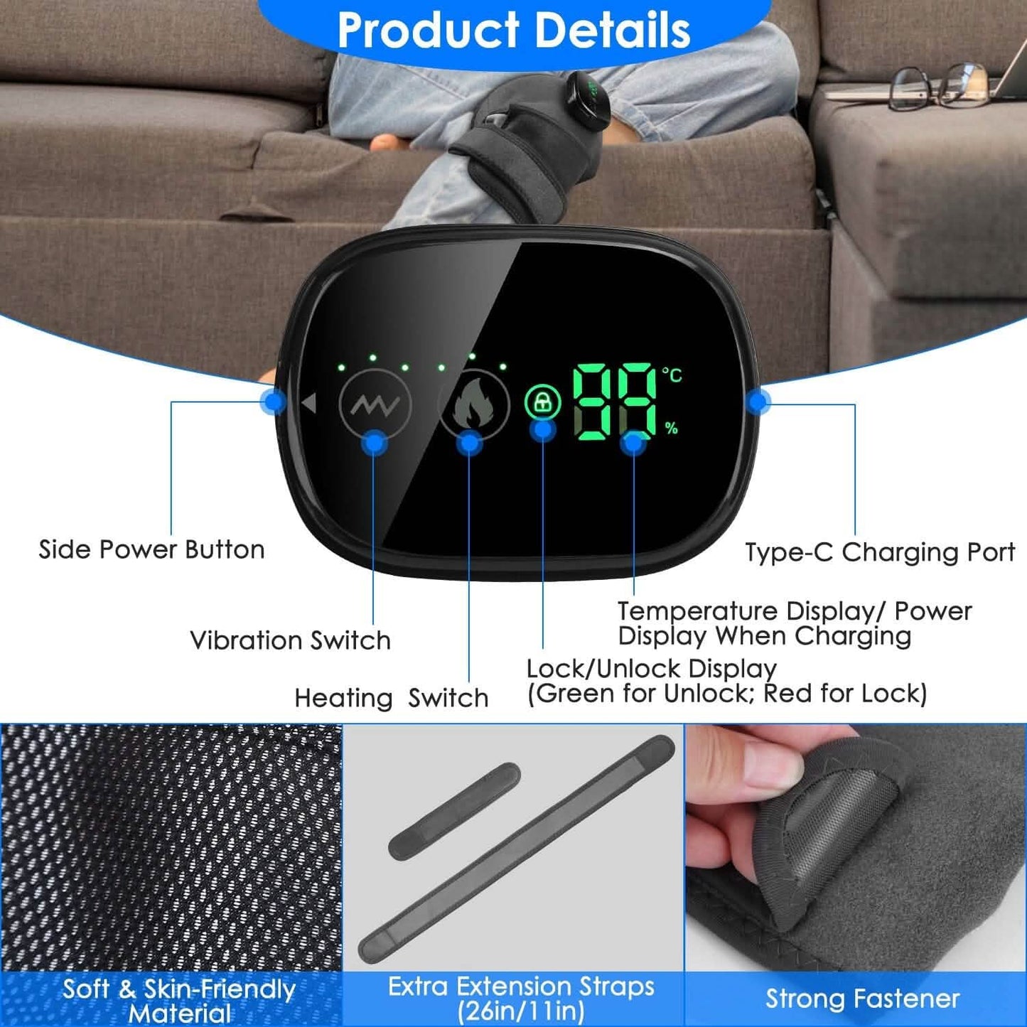 3-in-1 Heated Pads Massager with 3 Level Vibration DailySale