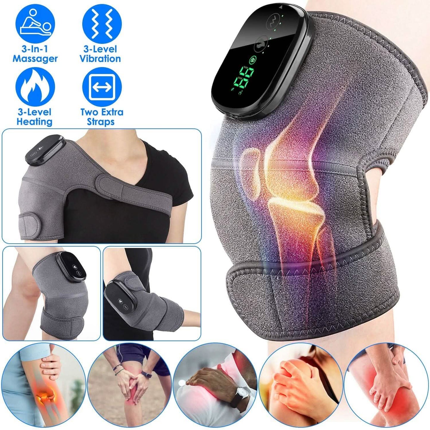 3-in-1 Heated Pads Massager with 3 Level Vibration DailySale