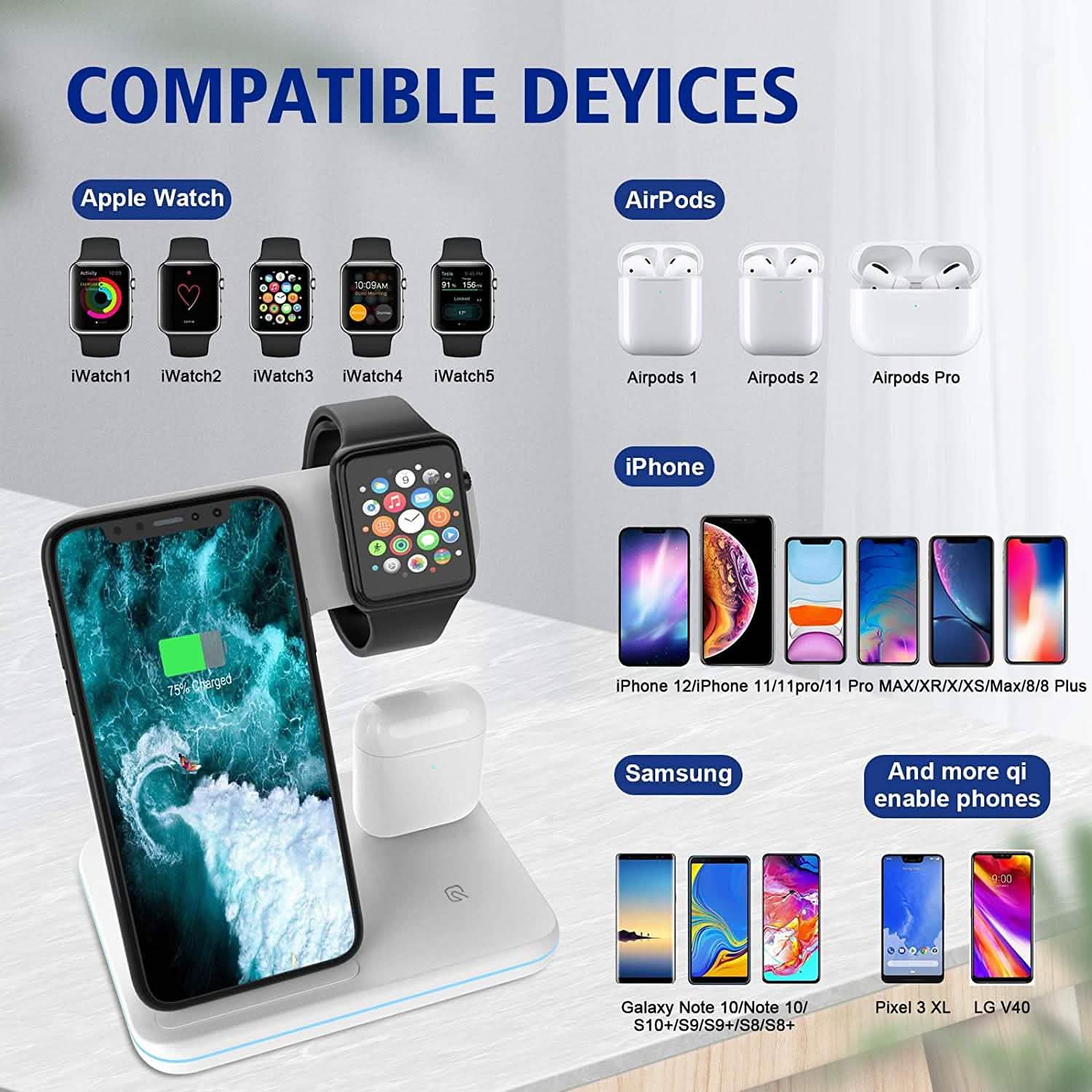 3-in-1 Qi-Certified 15W Fast Charging Station DailySale
