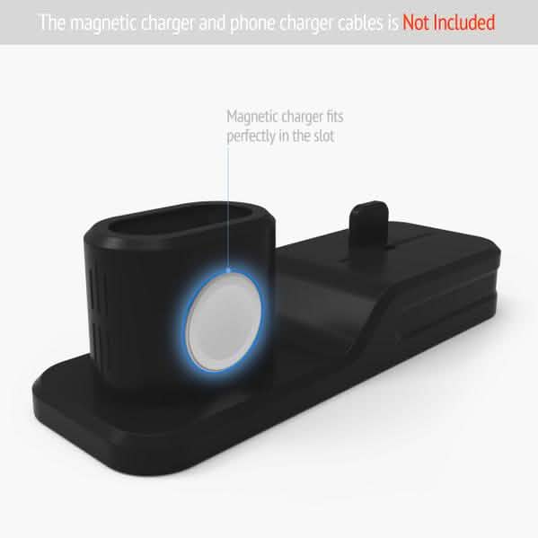 3-in-1 Silicone Charging Station Dock for Apple Watch AirPods and iPhone + 2 Lightning Cables DailySale