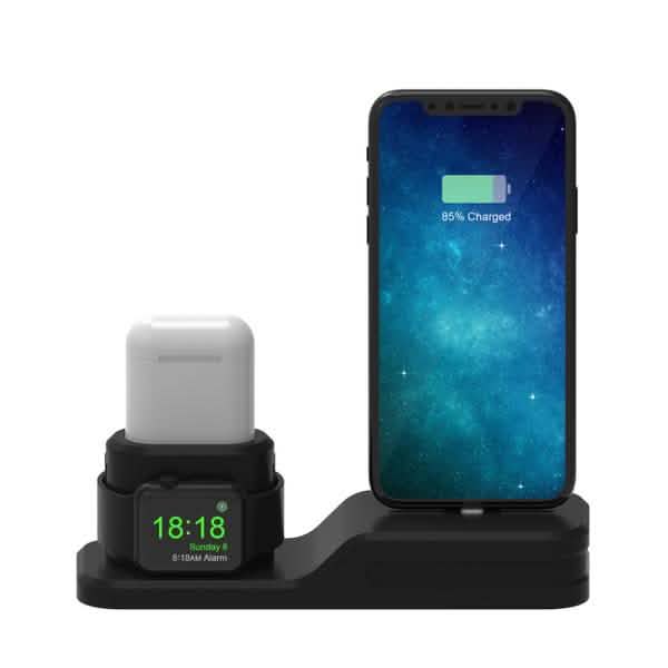 3-in-1 Silicone Charging Station Dock for Apple Watch AirPods and iPhone + 2 Lightning Cables DailySale