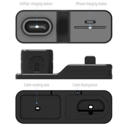 3-in-1 Silicone Charging Station Dock for Apple Watch AirPods and iPhone + 2 Lightning Cables DailySale