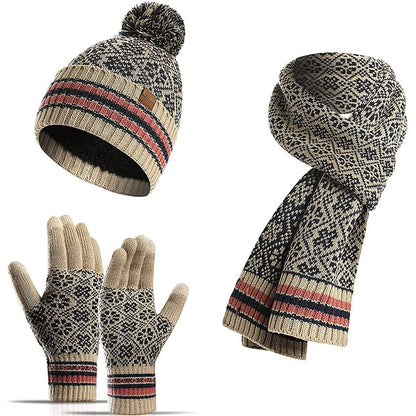3-in-1 Soft Warm Thick Cable Knitted Beanie Hat Scarf and Gloves Winter Set DailySale