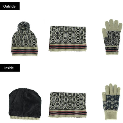 3-in-1 Soft Warm Thick Cable Knitted Beanie Hat Scarf and Gloves Winter Set DailySale