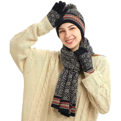 3-in-1 Soft Warm Thick Cable Knitted Beanie Hat Scarf and Gloves Winter Set DailySale