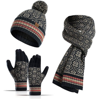 3-in-1 Soft Warm Thick Cable Knitted Beanie Hat Scarf and Gloves Winter Set DailySale