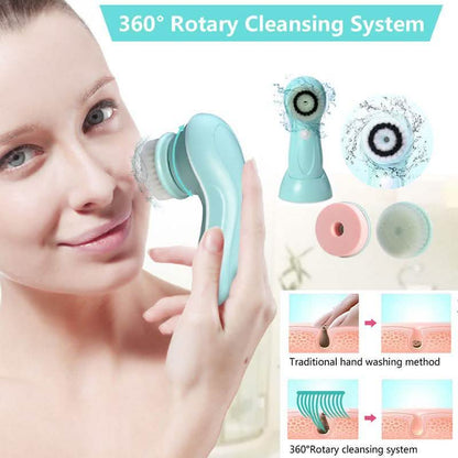 3-in-1 USB Rechargeable Facial Cleansing Brush Set Soft Scrubber Face Exfoliating DailySale