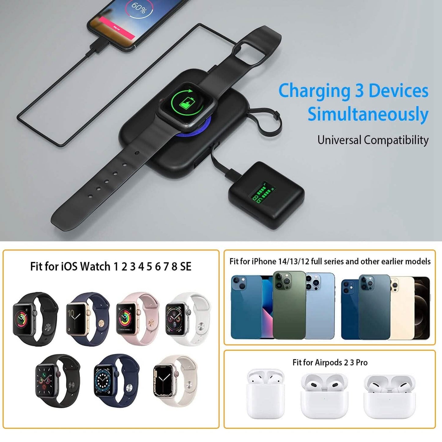 3-in-1 Wireless Charger Portable Magnetic Power Bank DailySale