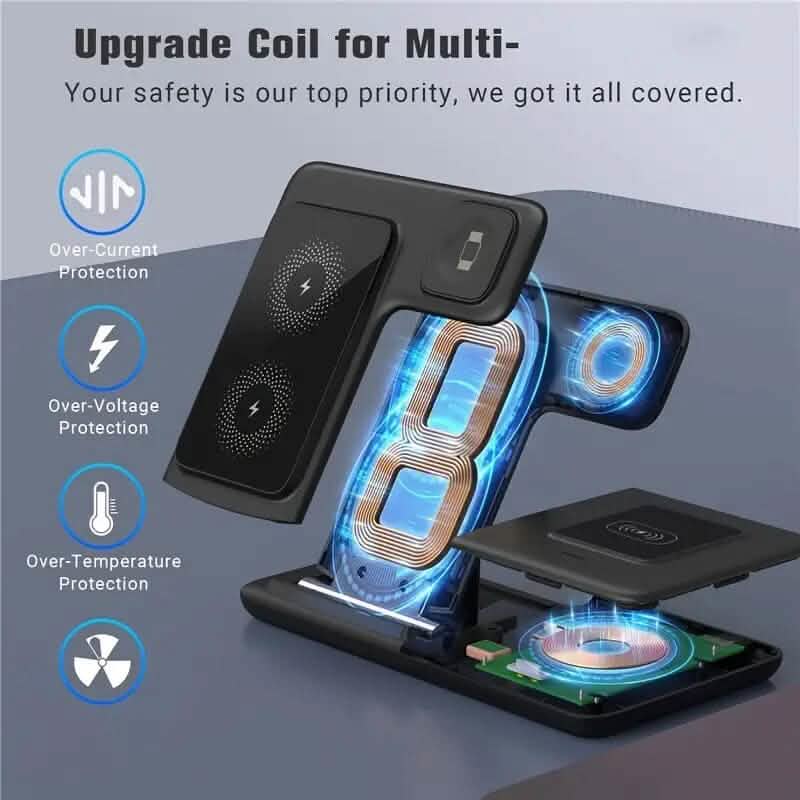 3-in-1 Wireless Charger Qi Fast 15W Charging Stand Pad DailySale