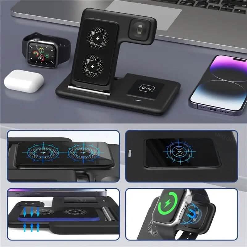 3-in-1 Wireless Charger Qi Fast 15W Charging Stand Pad DailySale