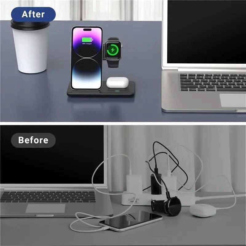 3-in-1 Wireless Charger Qi Fast 15W Charging Stand Pad DailySale