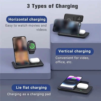 3-in-1 Wireless Charger Qi Fast 15W Charging Stand Pad DailySale