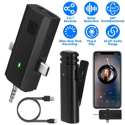 3-in-1 Wireless Clip On Microphone Omnidirectional Noise Reduction Plug DailySale