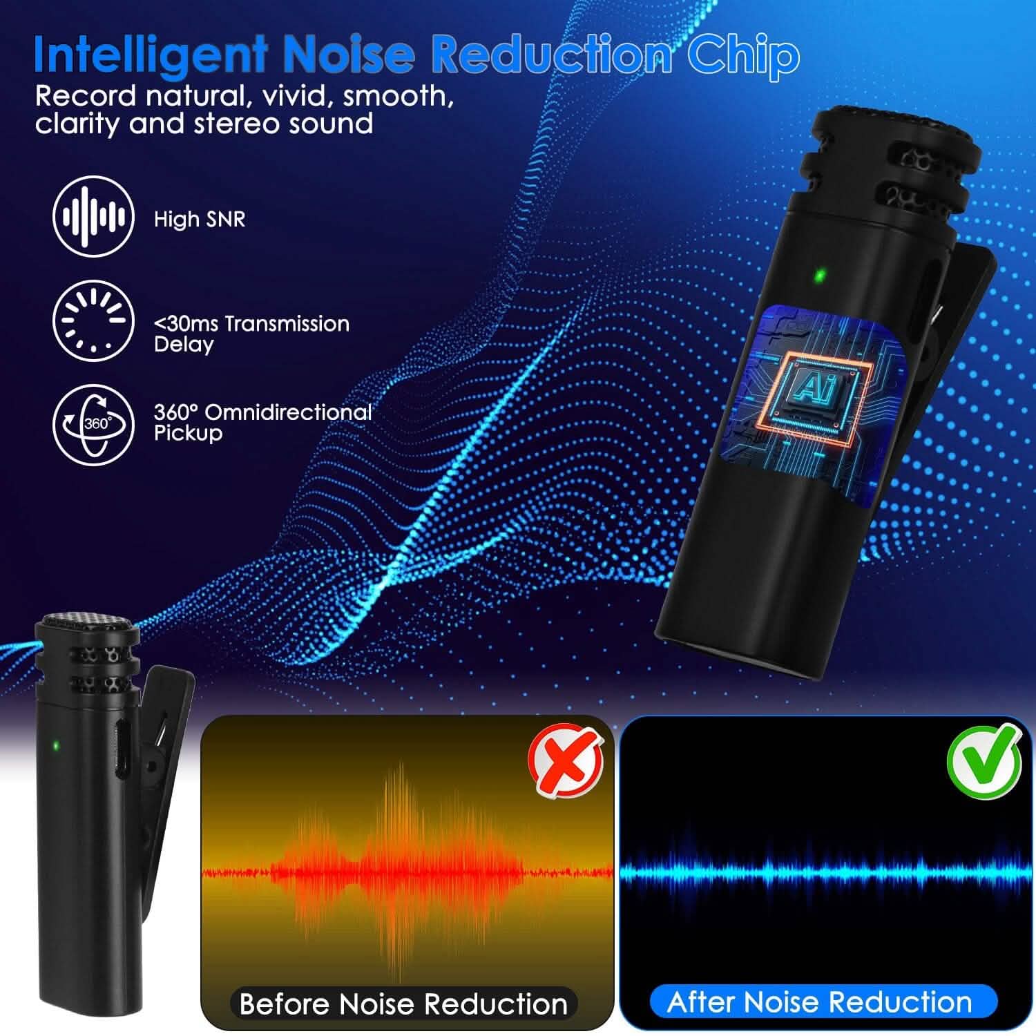 3-in-1 Wireless Clip On Microphone Omnidirectional Noise Reduction Plug DailySale