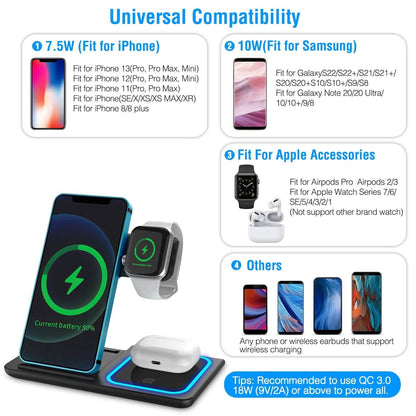 3-in-1 Wireless Fast Charging Station Dock Foldable DailySale