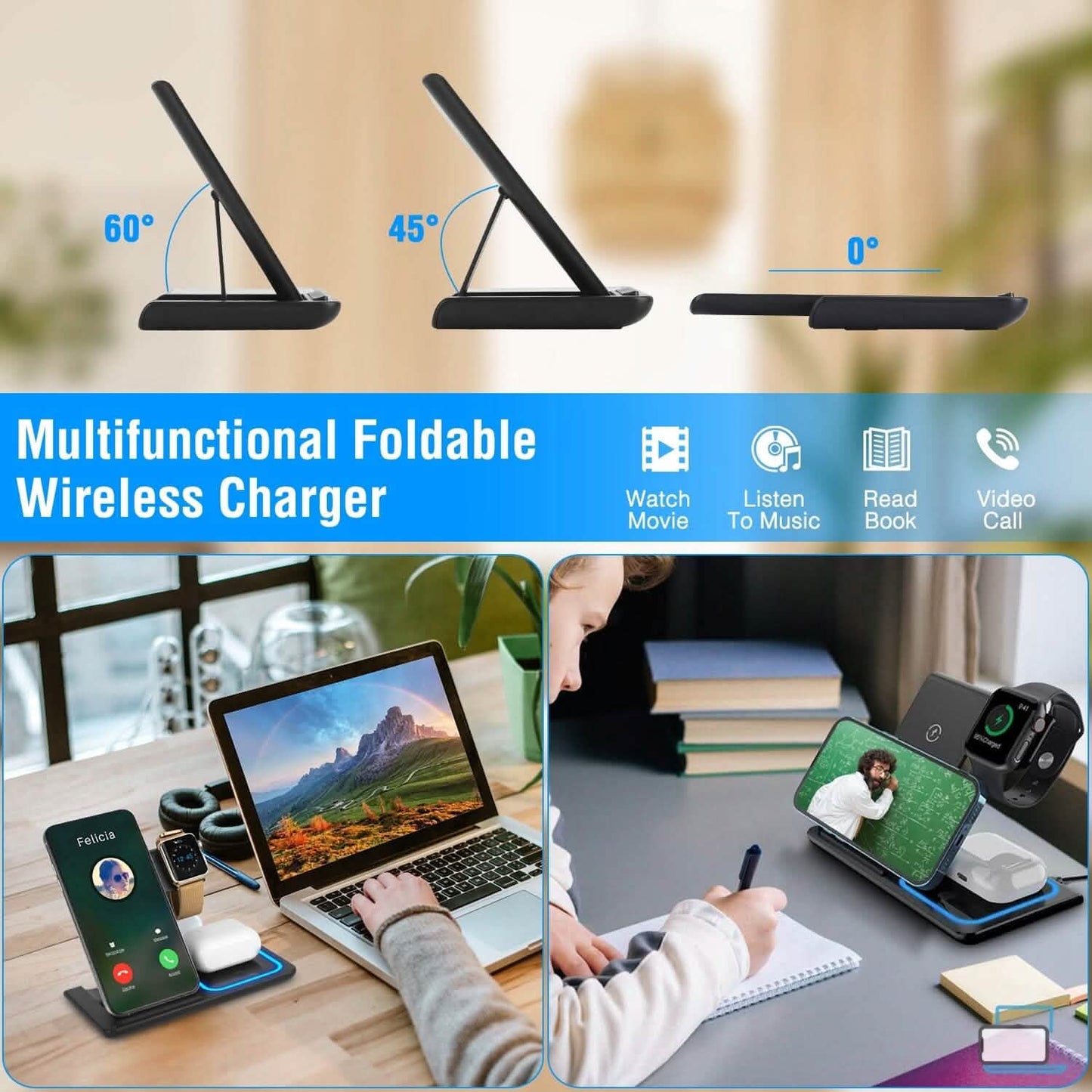 3-in-1 Wireless Fast Charging Station Dock Foldable DailySale