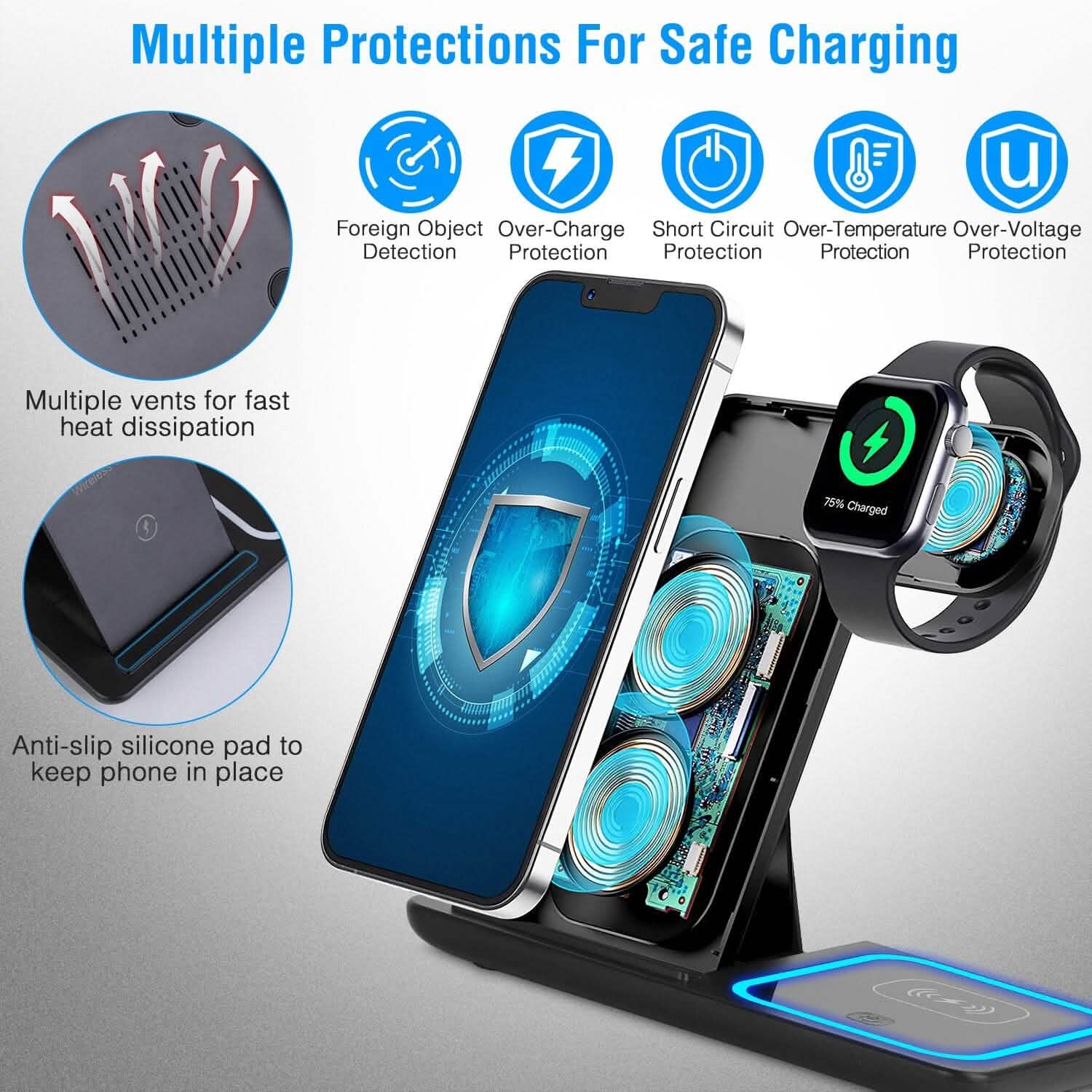 3-in-1 Wireless Fast Charging Station Dock Foldable DailySale