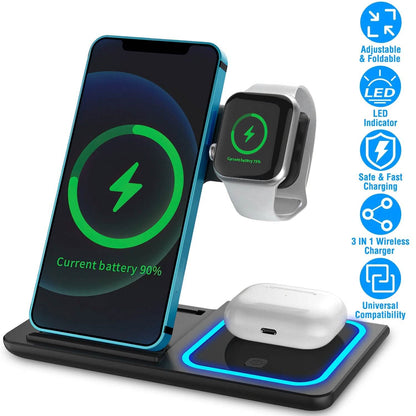 3-in-1 Wireless Fast Charging Station Dock Foldable DailySale