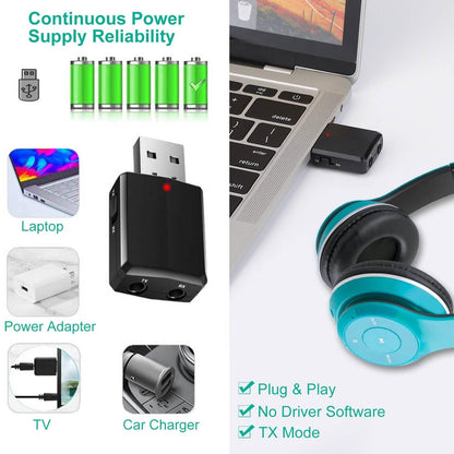 3-in-1 Wireless V5.0 USB Audio Transmitter Receiver DailySale