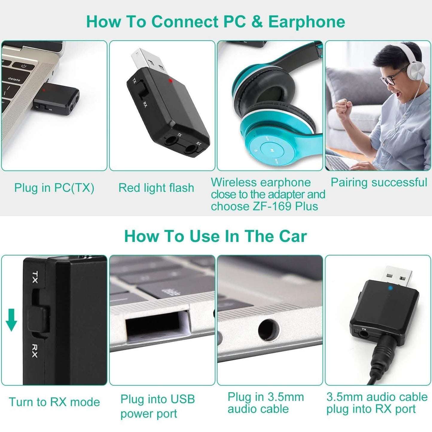 3-in-1 Wireless V5.0 USB Audio Transmitter Receiver DailySale