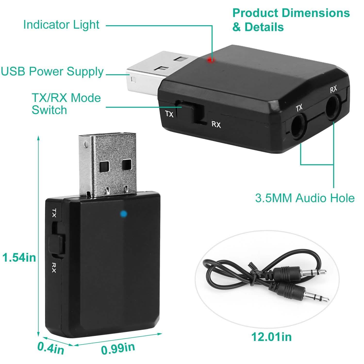 3-in-1 Wireless V5.0 USB Audio Transmitter Receiver DailySale