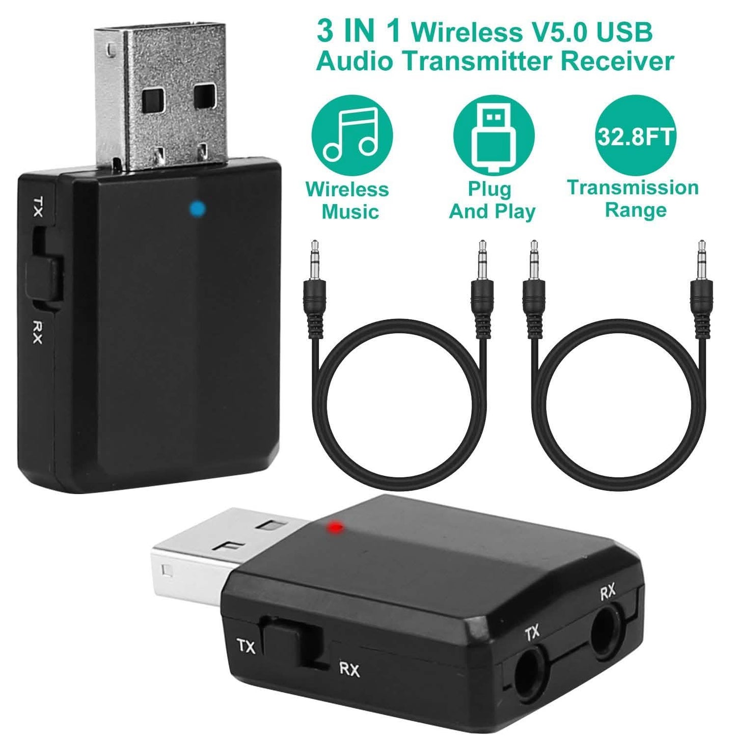 3-in-1 Wireless V5.0 USB Audio Transmitter Receiver DailySale