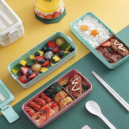 3-Layer Stackable Bento Box Japanese Lunch Box Kit with Spoon & Fork DailySale