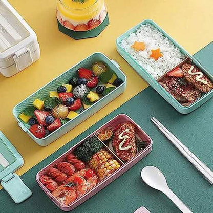 3-Layer Stackable Bento Box Japanese Lunch Box Kit with Spoon & Fork DailySale