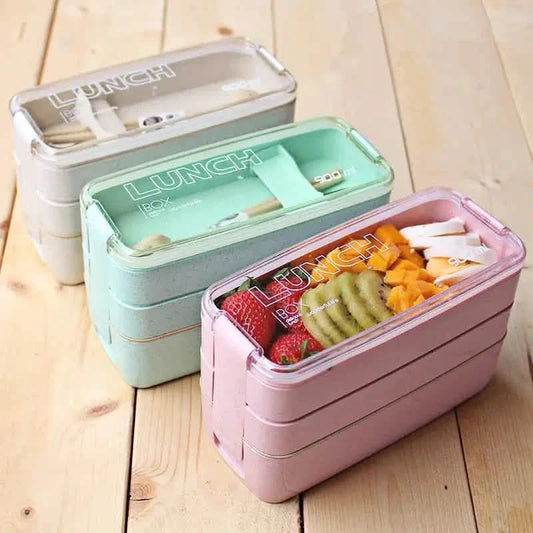 3-Layer Stackable Bento Box Japanese Lunch Box Kit with Spoon & Fork DailySale