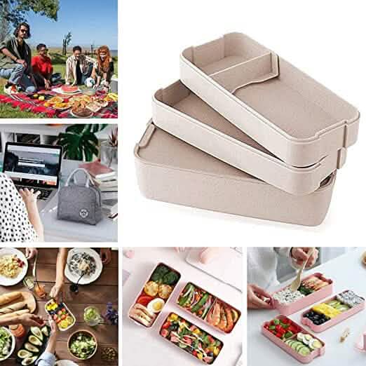 3-Layer Stackable Bento Box Japanese Lunch Box Kit with Spoon & Fork DailySale