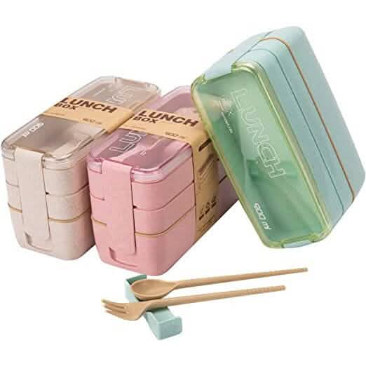 3-Layer Stackable Bento Box Japanese Lunch Box Kit with Spoon & Fork DailySale