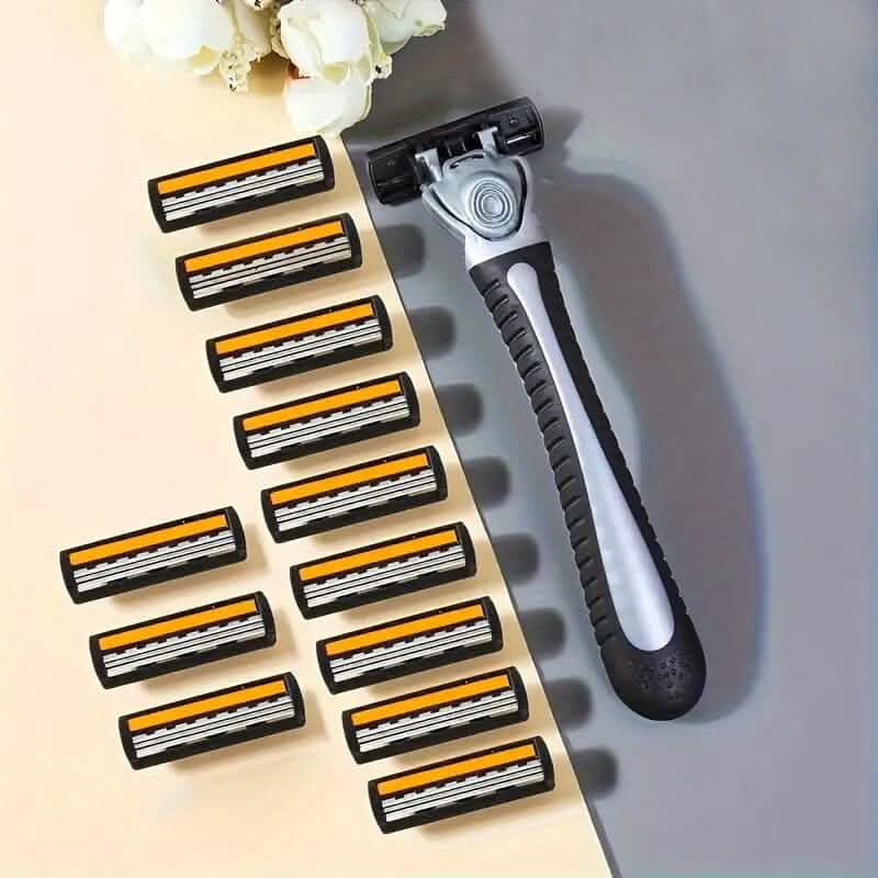 3-Layer Stainless Steel Razor Hair Removal 12 Shaving Blades and 1 Handle DailySale