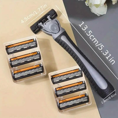 3-Layer Stainless Steel Razor Hair Removal 12 Shaving Blades and 1 Handle DailySale