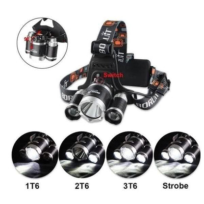 3 LED XM-L T6 Waterproof Headlamp LED Torch Flashlight DailySale