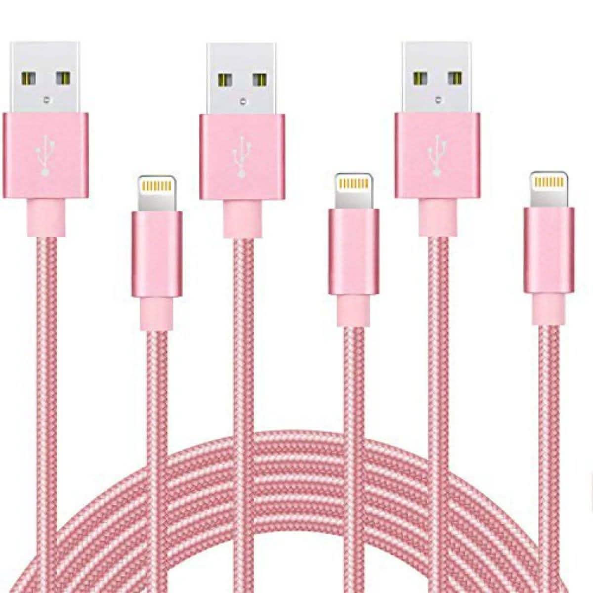 3-Pack: 10 Foot Braided Lightning Cables DailySale