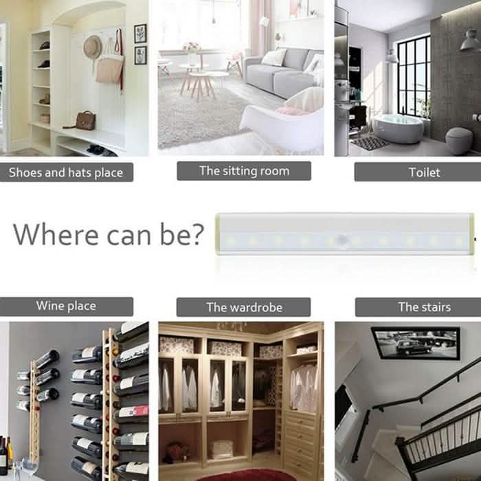 3-Pack: 10-LED Motion Sensor Stick on Light Bars DailySale