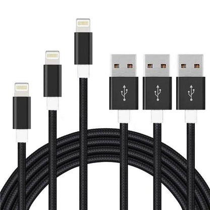3-Pack: 10FT Heavy Duty Braided iPhone Lightning USB Cable DailySale