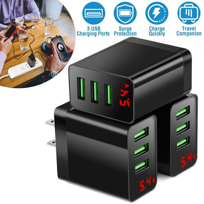 3-Pack: 3-Port USB Hub Charger Wall Power Charging Plug Adapter DailySale