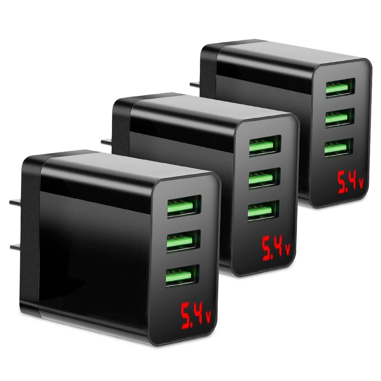 3-Pack: 3-Port USB Hub Charger Wall Power Charging Plug Adapter DailySale