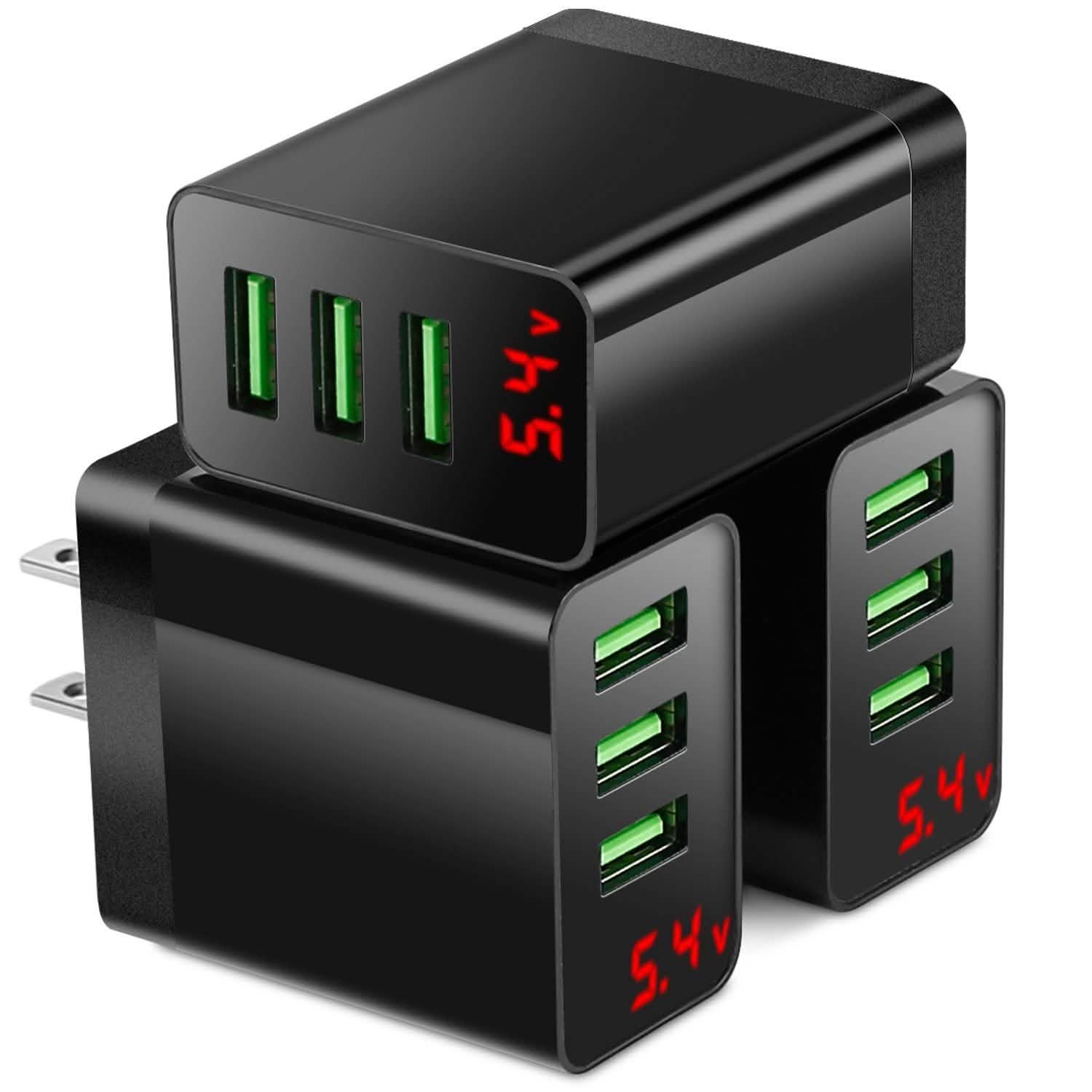 3-Pack: 3-Port USB Hub Charger Wall Power Charging Plug Adapter DailySale