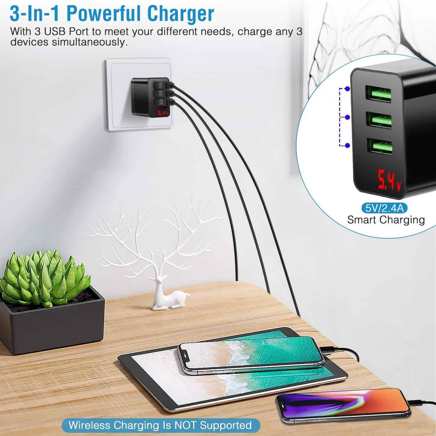 3-Pack: 3-Port USB Wall Charger DailySale