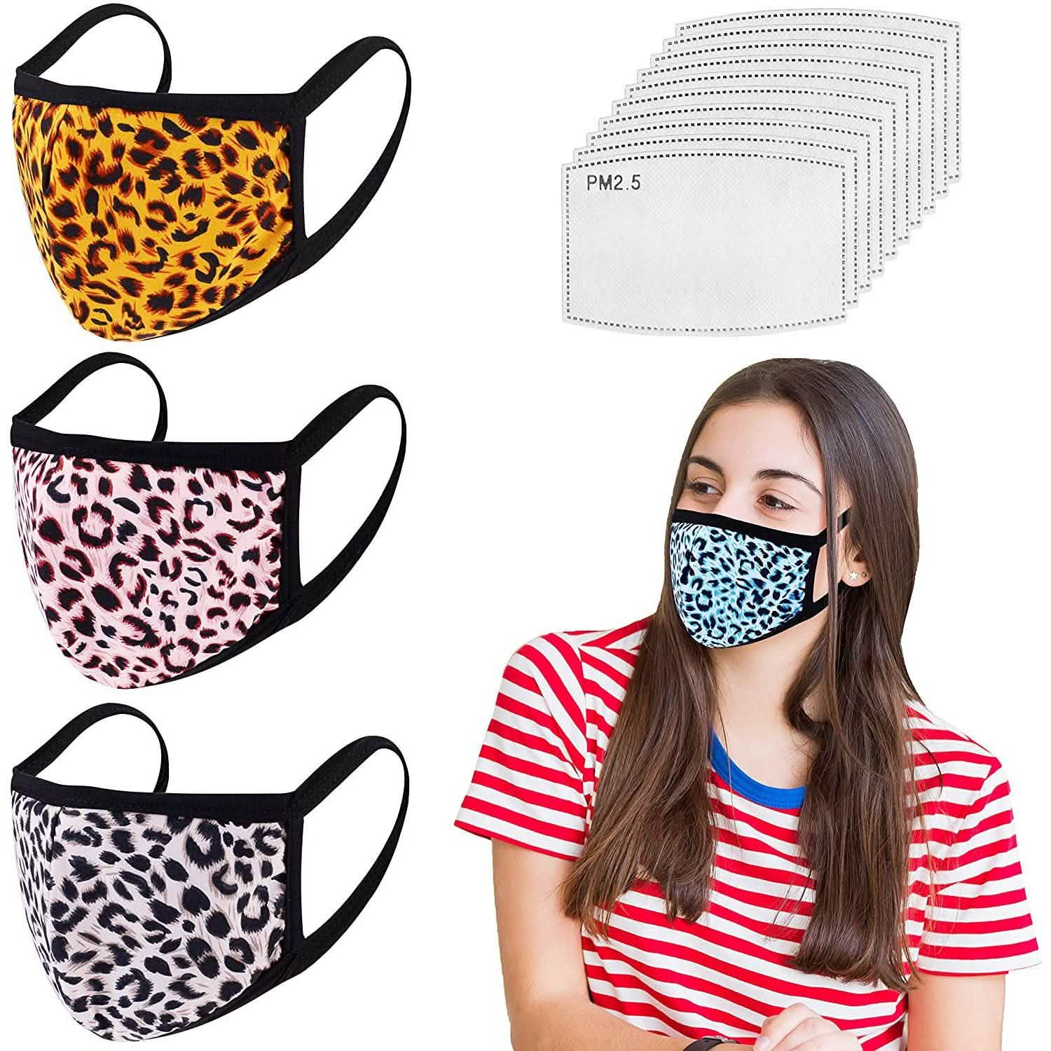 3-Pack: Adult Cotton Reusable Face Masks with 10 Filters DailySale