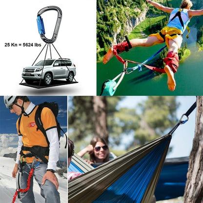 3-Pack: Auto Locking Rock Climbing Carabiner Clips Heavy Duty Caribeaners D-Shaped DailySale