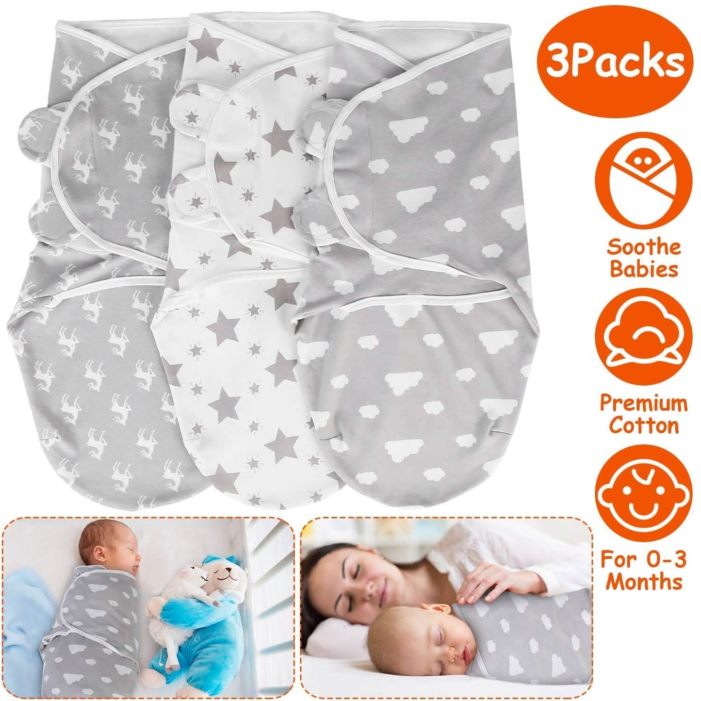 3-Pack: Baby New Born Swaddle Wrap DailySale