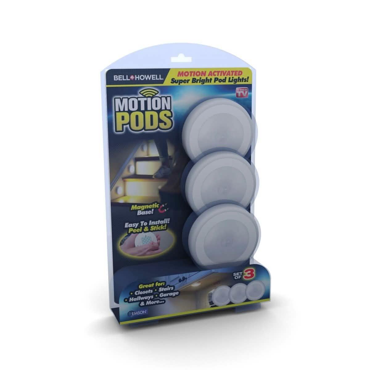 3-Pack: Bell + Howell Motion Activated LED Pods DailySale