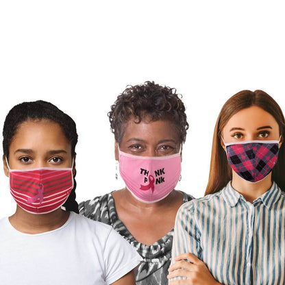 3-Pack: Breast Cancer Awareness Reusable Non-Medical 2-Layer Fabric Face Masks DailySale