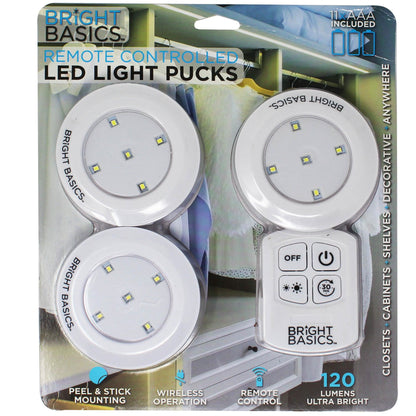 3-Pack: Bright Basics Ultra Thin Wireless LED Puck Lights with Remote Control DailySale